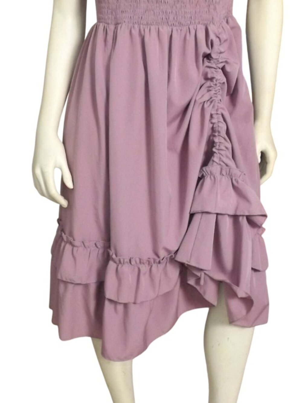 SCARLET DARKNESS Dress, L, Pastel purple, Ruffle shoulders/straps, Cinch Skirt - Picture 6 of 14